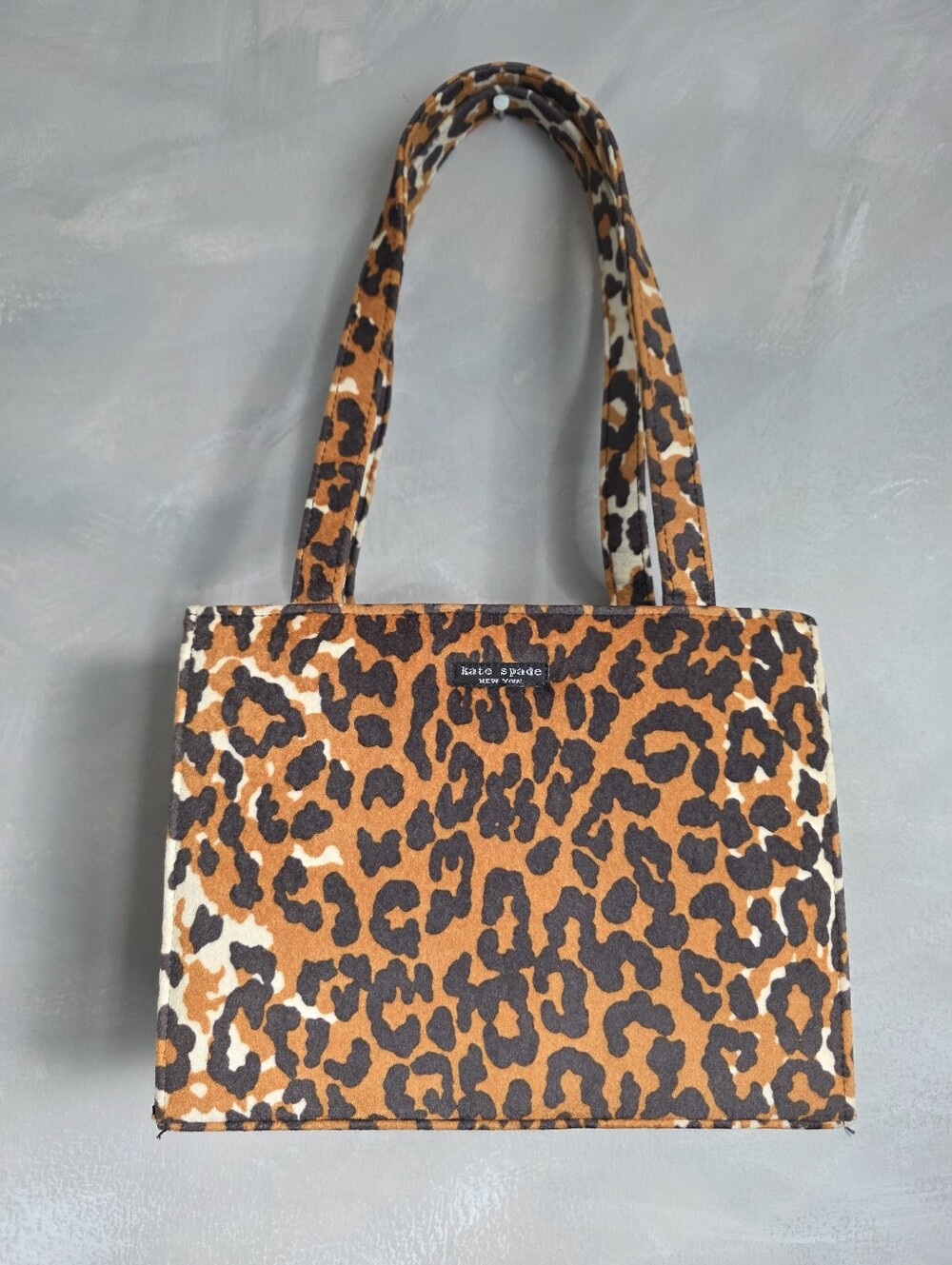 Kate Spade Icon Leopard Plush Felt Tote Shoulder Bag 10x8x4 Y2K Scene Rave